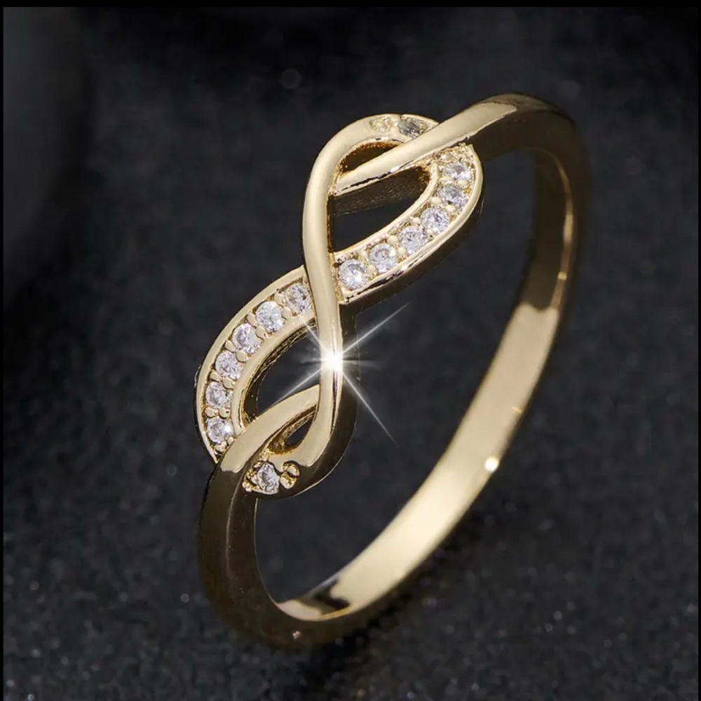 Gold Infinity Crystal Accent Ring - Women Jewelry